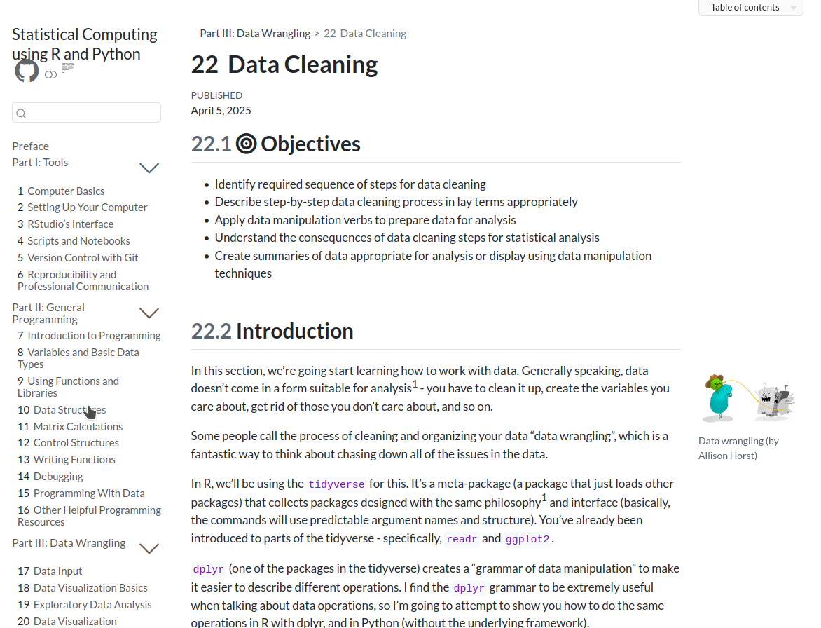 Screenshot of https://srvanderplas.github.io/stat-computing-r-python/part-wrangling/03-data-cleaning.html